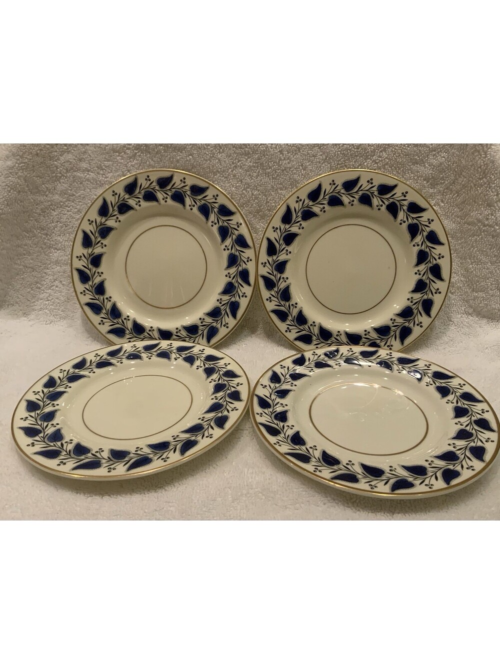 Antique Royal Doulton Coventry Navy Blue Set of Four 6.25”D Saucers